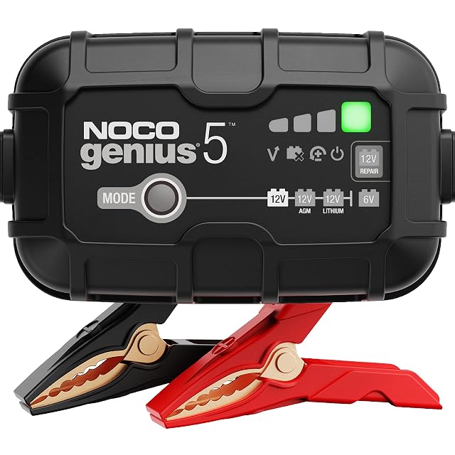 Batterieladegerät NOCO GENIUS5 mit Klemmen und Ringösen