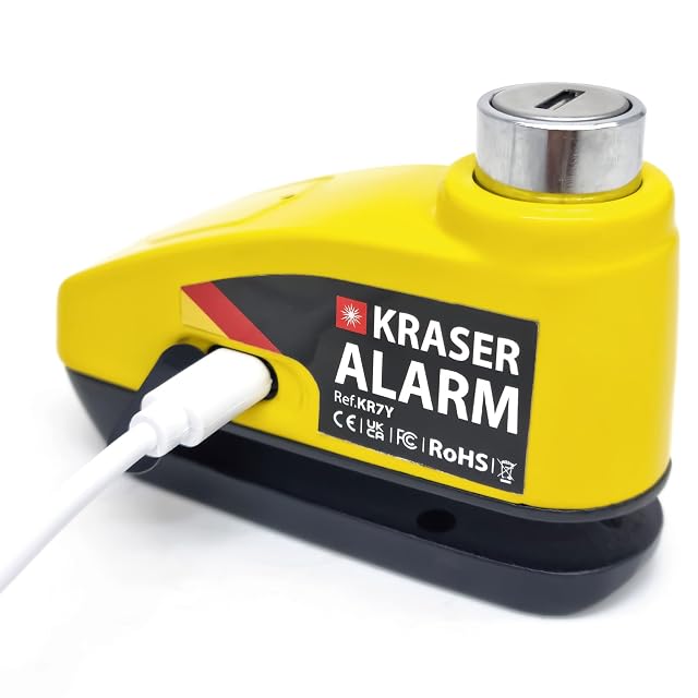 Bremsscheibenschloss KRASER KR7Y mit Alarm und Erinnerungskabel