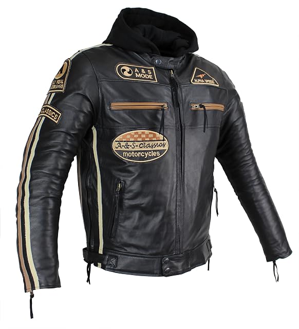 Lederjacke ALPHA SPEEDS mit Kapuze, Frontansicht