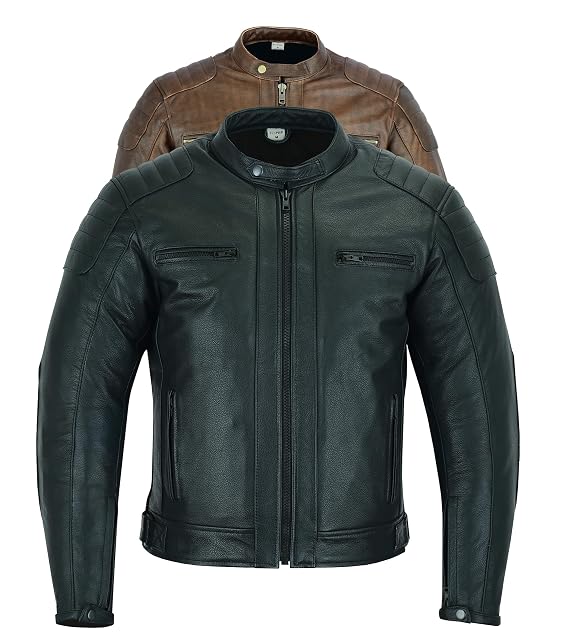 Lederne Fahrjacke Texpeed der Klasse AAA in Schwarz