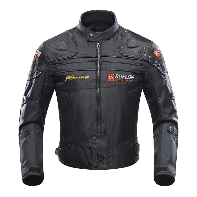 Winddichte Motorradjacke BORLENI in Schwarz