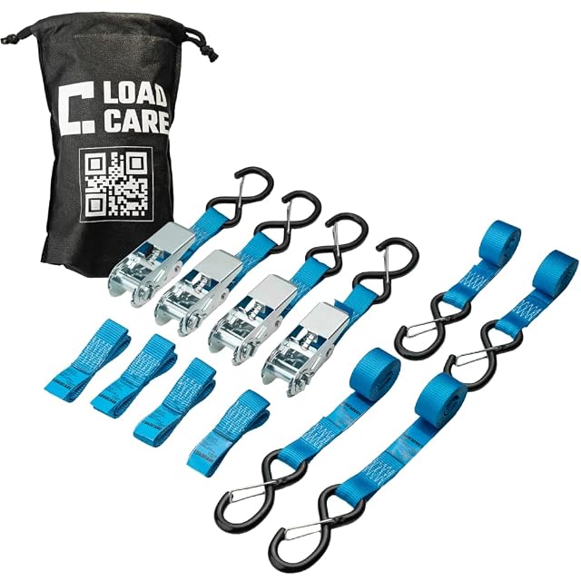 Achtteiliger Motorrad-Gurtsatz LoadCare in Blau
